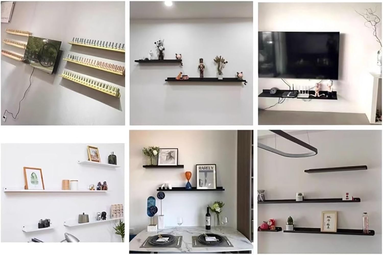 Floating Shelves Wall Mounted,Carbon Steel Wall Shelf,Metal Display Shelves for Plant Shelf or Bookshelf,Wall Storage Shelf for Bedroom Living Room Bathroom Kitchen ( Color : White , Size : Set of 4 )