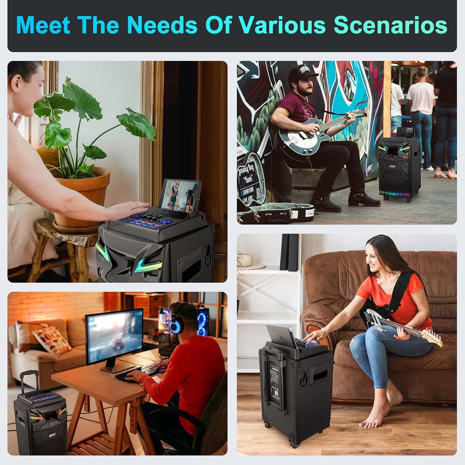 GTSK10-1 Karaoke Machine for Adults with Screen Stand, 600W PA System, 10