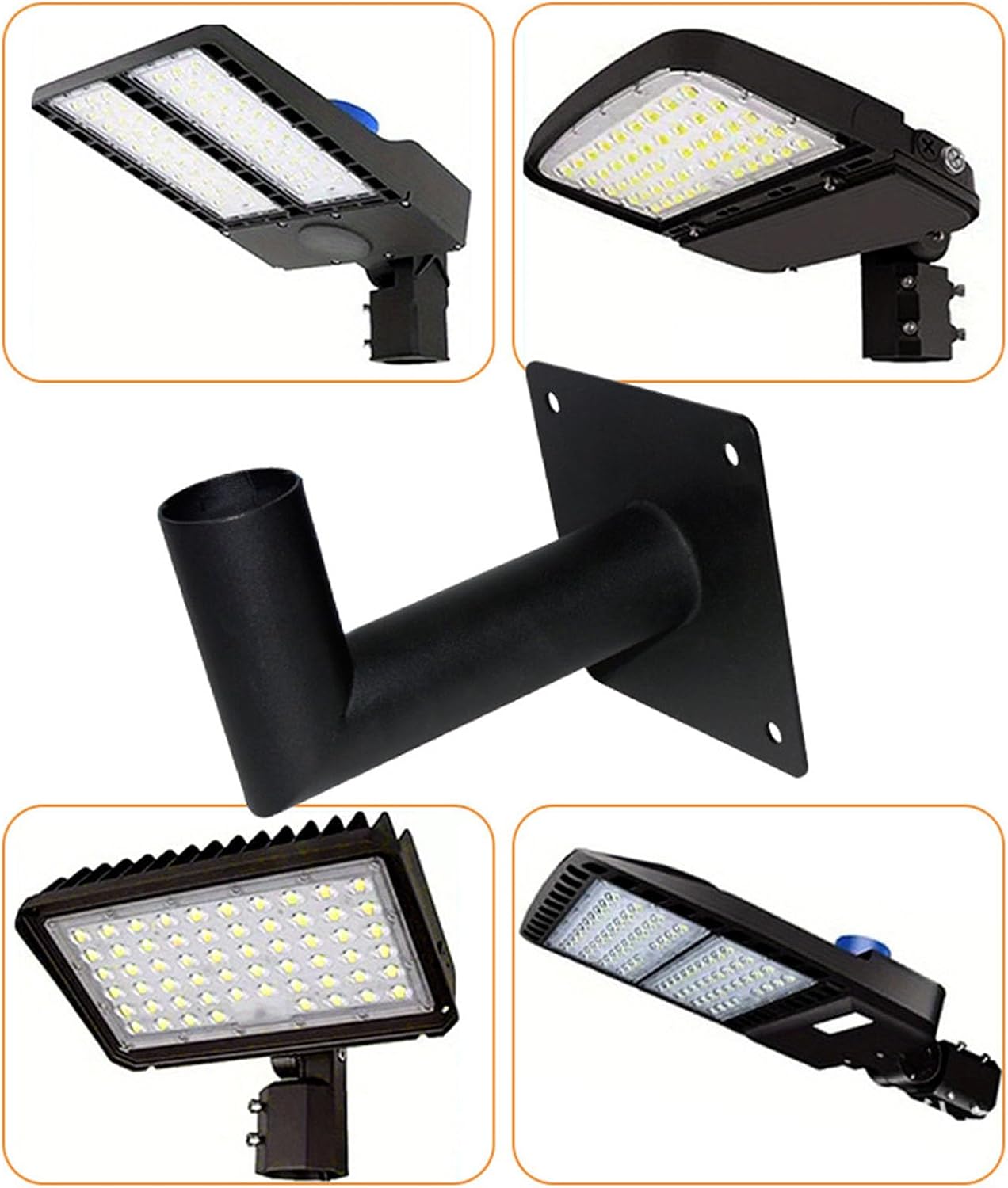 90 Degree Wall Mount Bracket for LED Parking Lot Light, 2.28 inches L Shape Bracket Slip Fitter Tenon Adapter, Lighting Mounting Pole for Outdoor Street Shoebox Area Lights