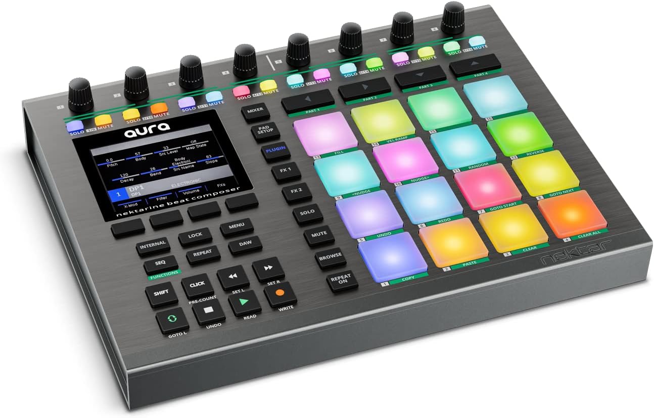 Nektar Aura - Beat Composer and DAW Controller, Metallic Grey, 16 Pads