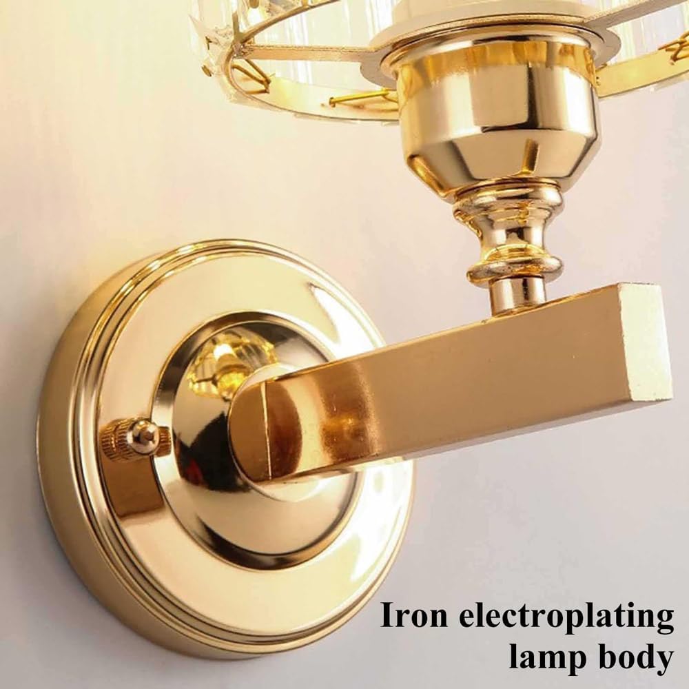 Moravian Star Wall Light Fixture, Gold Wall Sconces Set of 2 Modern Vanity Lighting Fixtures with Clear Shade, Indoor Metal Wall Mount Lamp for Living Room Bedroom Kitchen Hallway Mirror