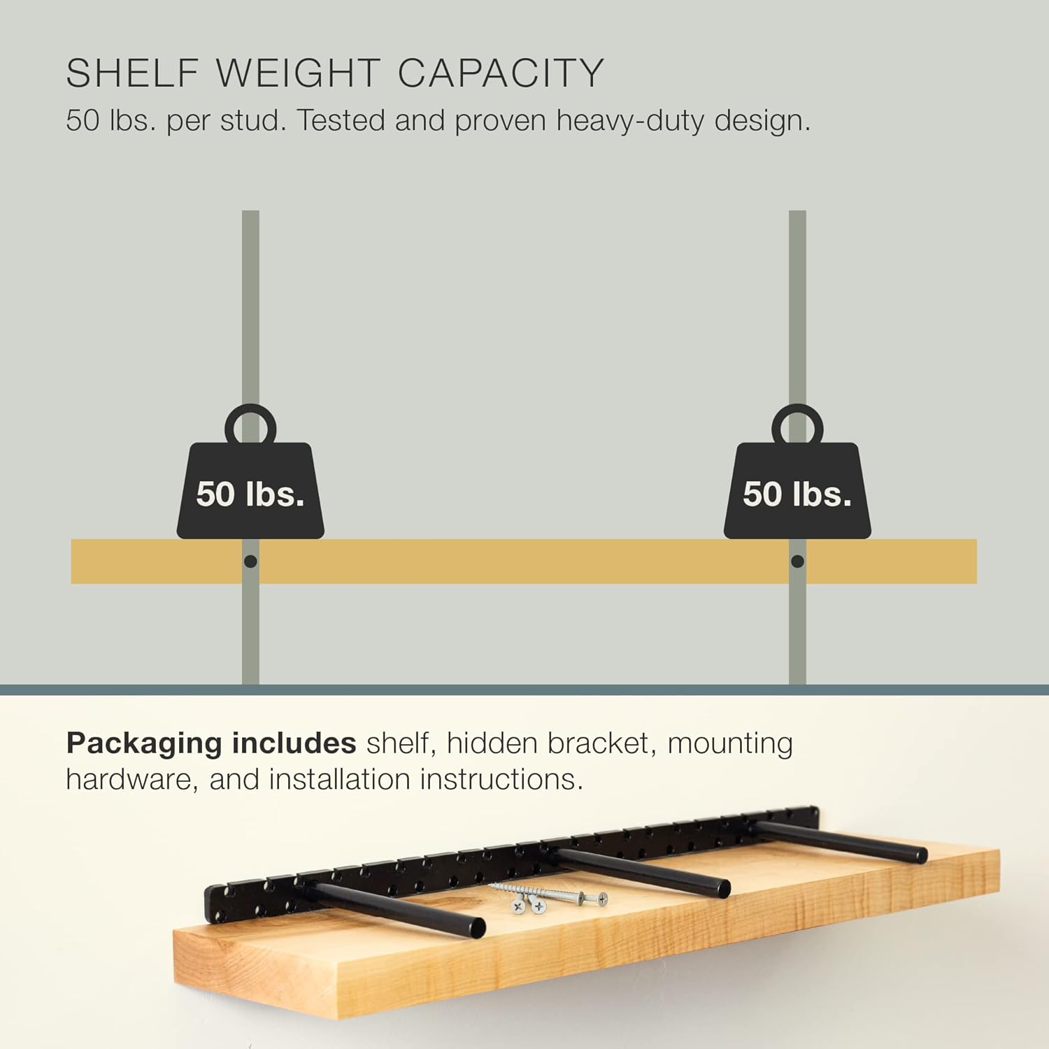 UltraShelf Solid Wood Floating Shelf for Wall Decor, Maple, 30