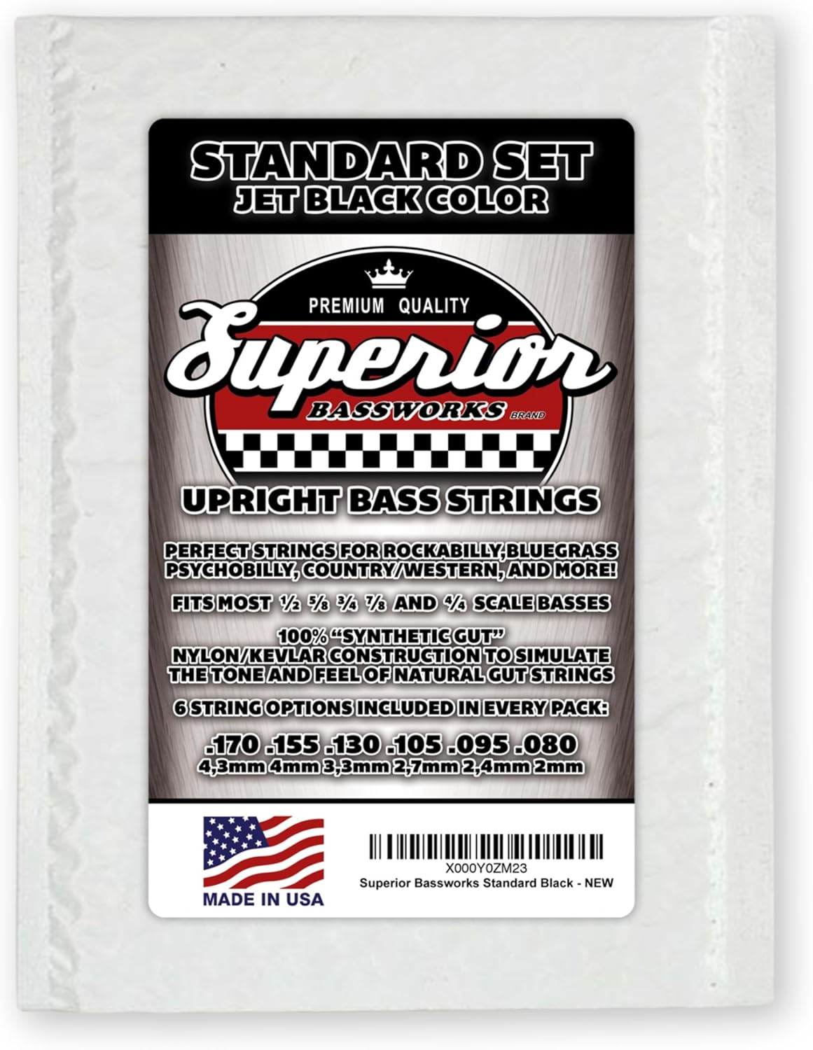 Superior Bassworks STANDARD Upright Double Bass Strings Jet Black Color FULL SET