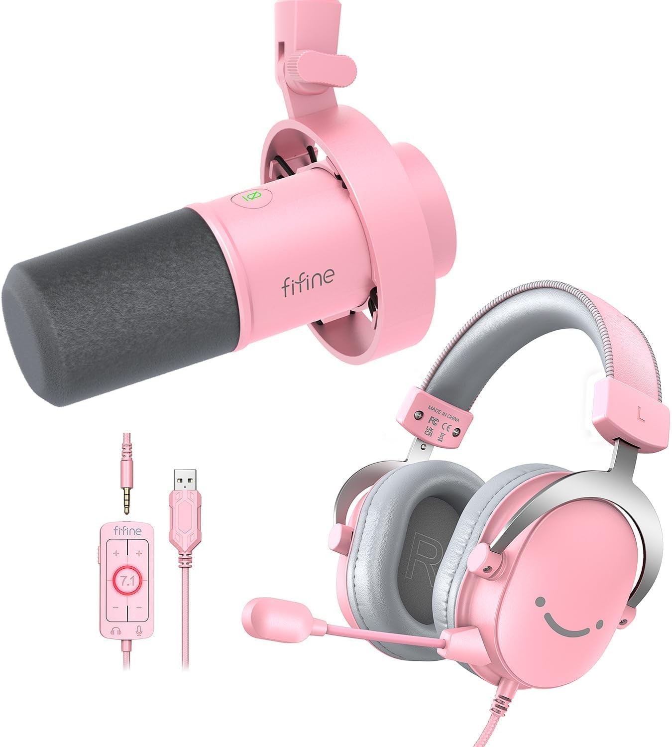 FIFINE Streaming Mic and Gaming Headset Kit, XLR/USB Dynamic Microphone Over-Ear Wired Headphones Bundle with XLR Interface,Gain Knob,3.5mm Headphone Jack, Detachable Microphone for Podcast(K688P+H9P)