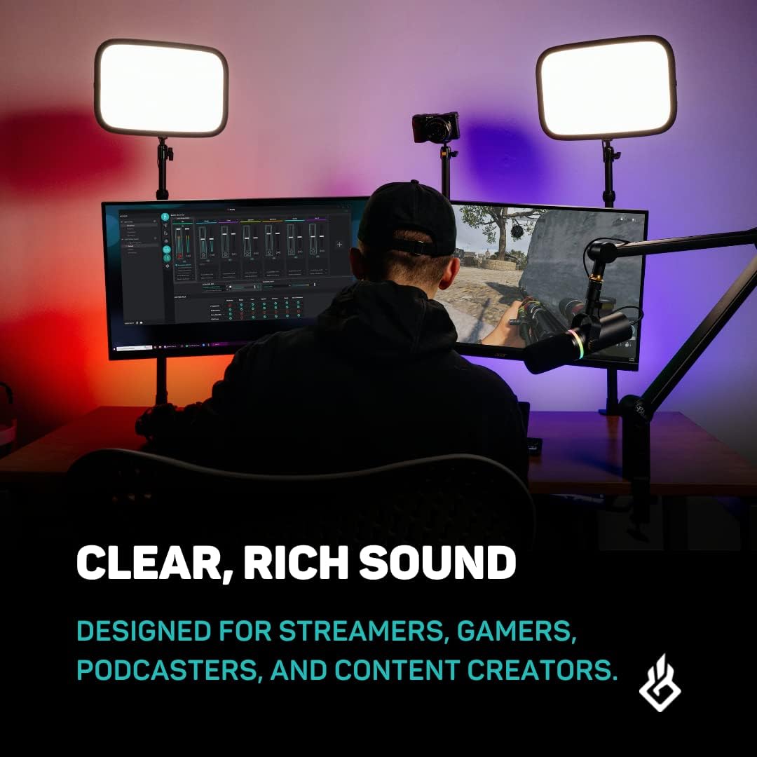 BEACN Dark Dynamic USB Mic for PC - Professional Microphone for Podcast, Gaming, Streaming - Studio-Quality Desk Mic for YouTube, Twitch, and Recording. Microphone for PC, Gaming & Streaming