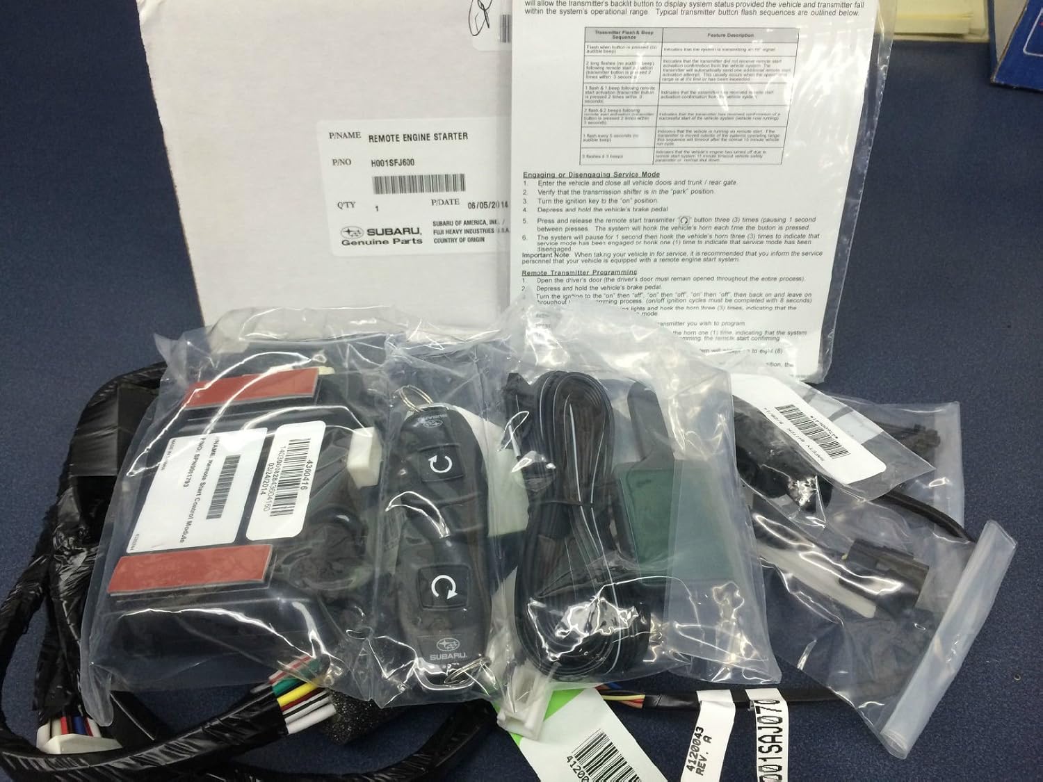 2014-2016 Subaru Impreza 4-Door & 5-Door Crosstrek Remote Engine Starter OEM GENUINE NEW