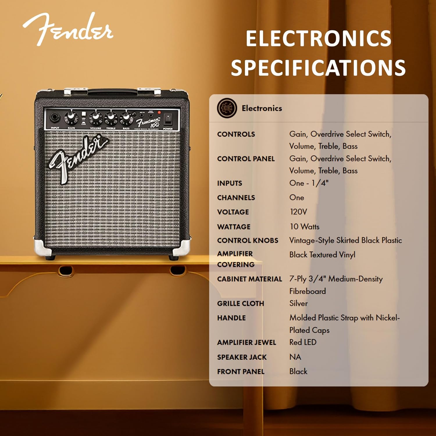 Fender Frontman 10G Guitar Combo Amplifier - Black Bundle with Cable and Austin Bazaar Exclusive 12-Pack Picks