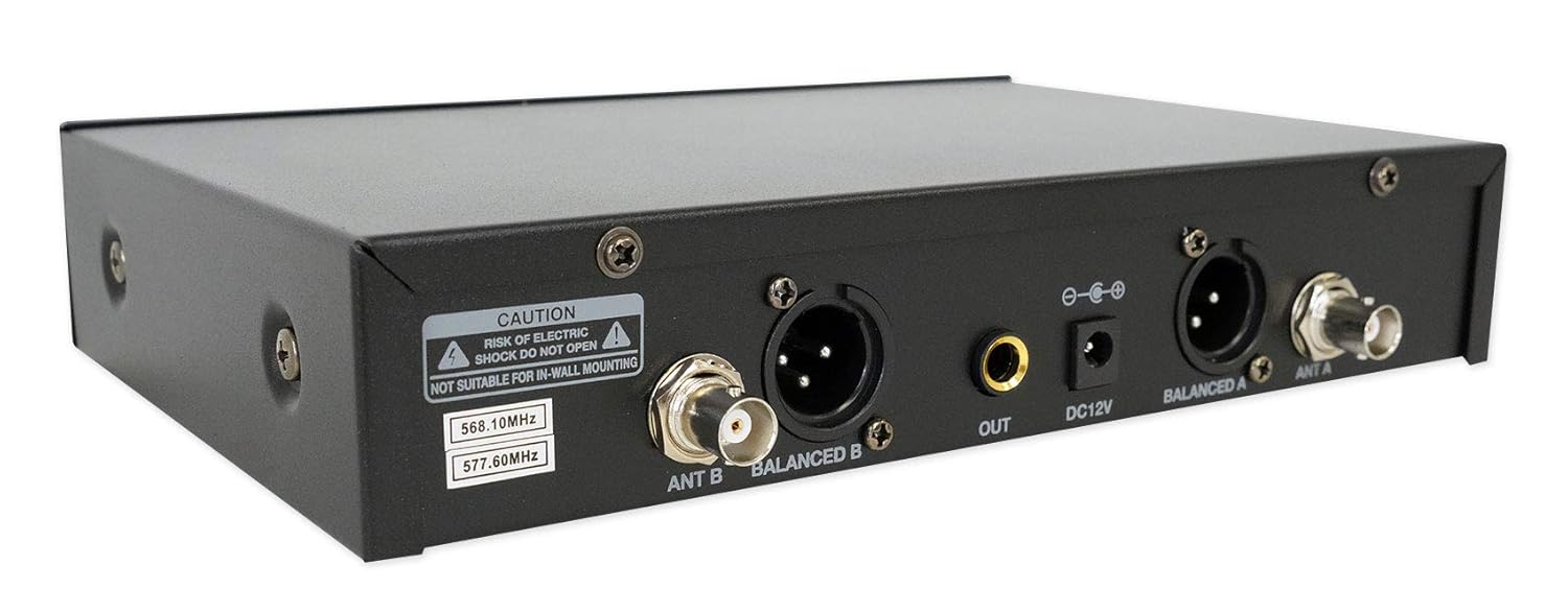 Rockville RWM81U Dual UHF Wireless Headset & Guitar Microphone System, LCD Display, Long Range, for Live Performances & Presentations