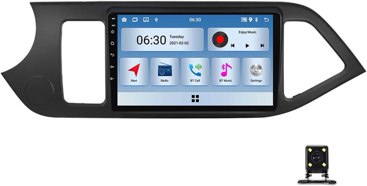9 Inch Android Car Stereo Double Din Bluetooth Car Radio Touch Screen MP5 Entertainment Multimedia Head Unit for Kia Morning 2 Picanto 2011~2017 with Backup Camera, FM AM, Mirror Link
