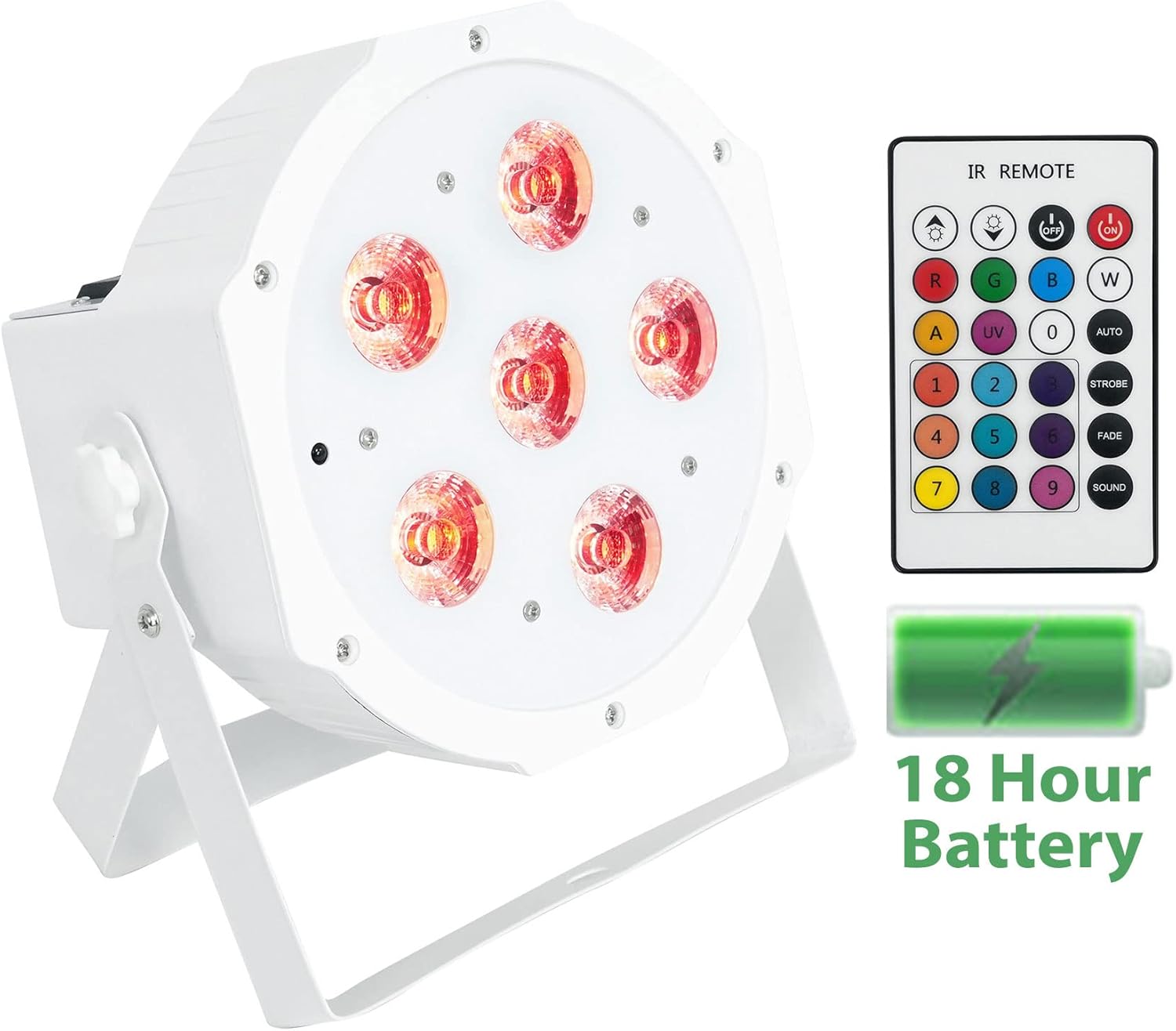 8 Rockville Battery PAR 61 White Rechargeable RGBWA+UV DMX DJ Up-Lights+Remotes