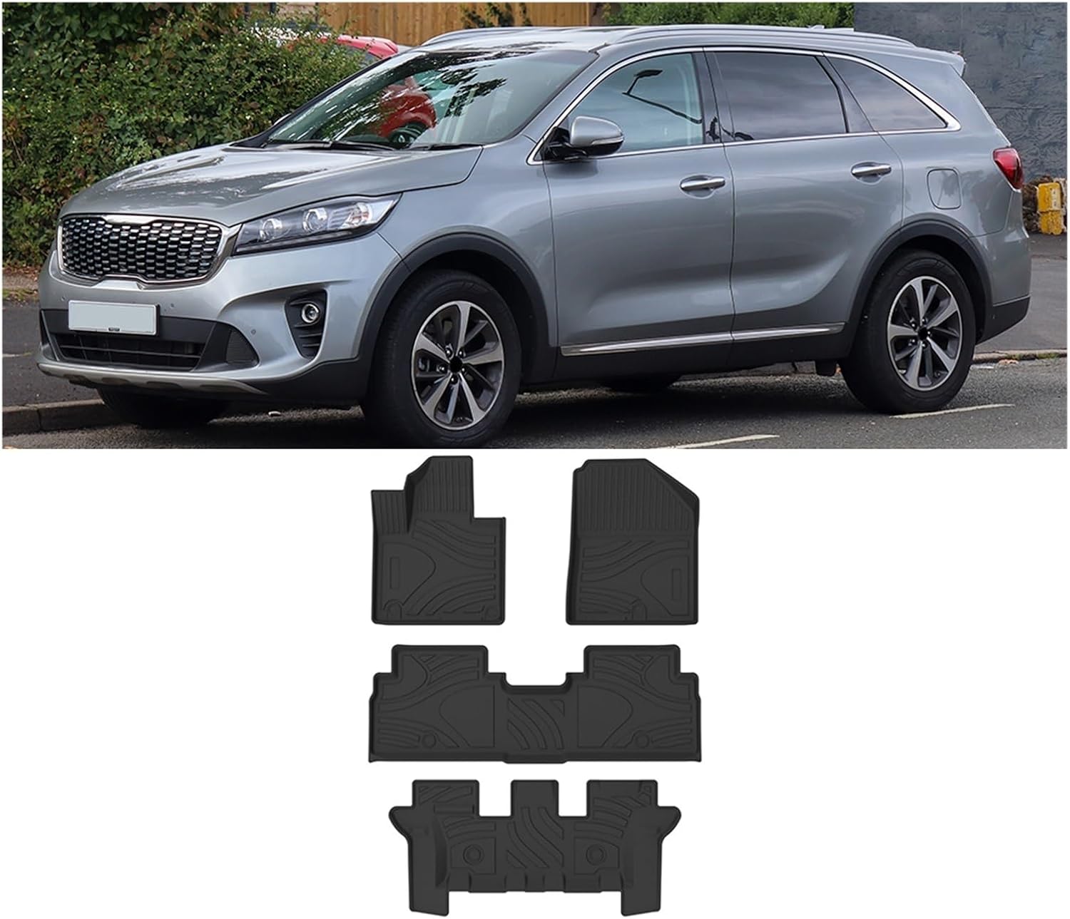Compatible with KIA Sorento (UM) 2016-2020 Auto Car Floor Mats All-Weather TPE Foot Mats Pad Tray Mat Interior Accessories