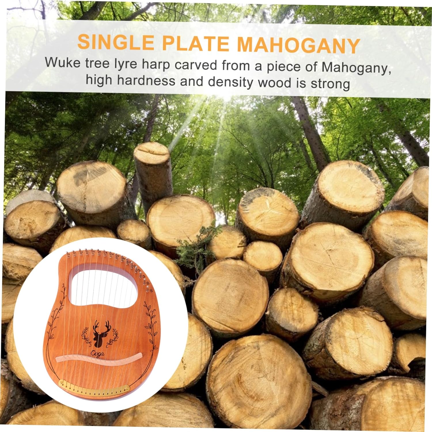 Musical Instrument Set 16 String Harp Handheld Lyre Harp for Boys and Girls