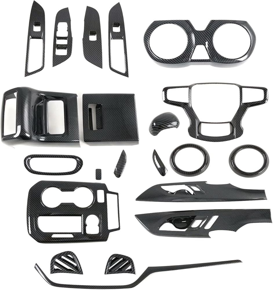 HIGH FLYING for Chevy Chevrolet Blazer 2019-2024 Car Accessories Interior Carbon Fiber Grain Cover Trims ABS Decoration Kit 22PCS LHD (NOT Fit RS, LT)