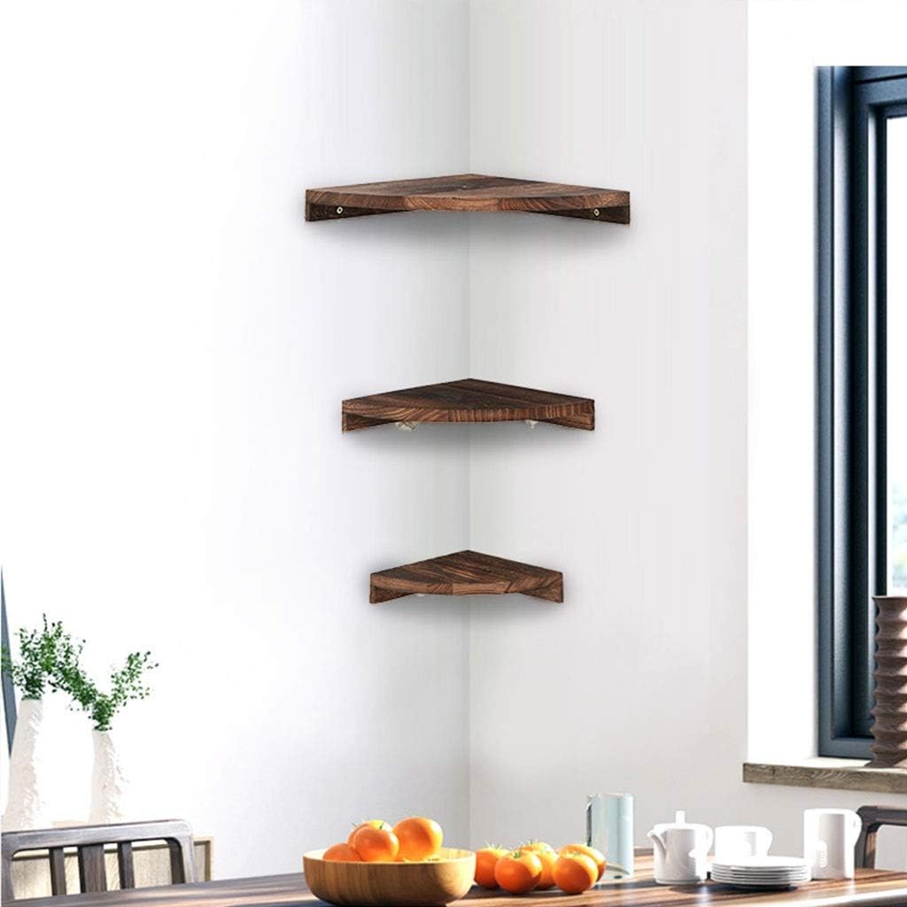 Floating Shelves Functional Wall Mount Rack, Retro Floating Shelf, Solid Wood Corner Shelves, Modern Wall Decoration, Load Bearing 8kg (Color : Brown, Size : 22cm)
