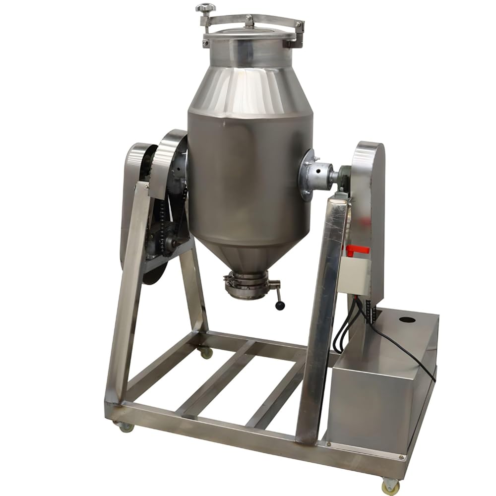 Stainless Steel Dry Powder Mixer Metal Powder Blender Granular and Food Drum Mixing Machine, 110V, 3KW, 60L