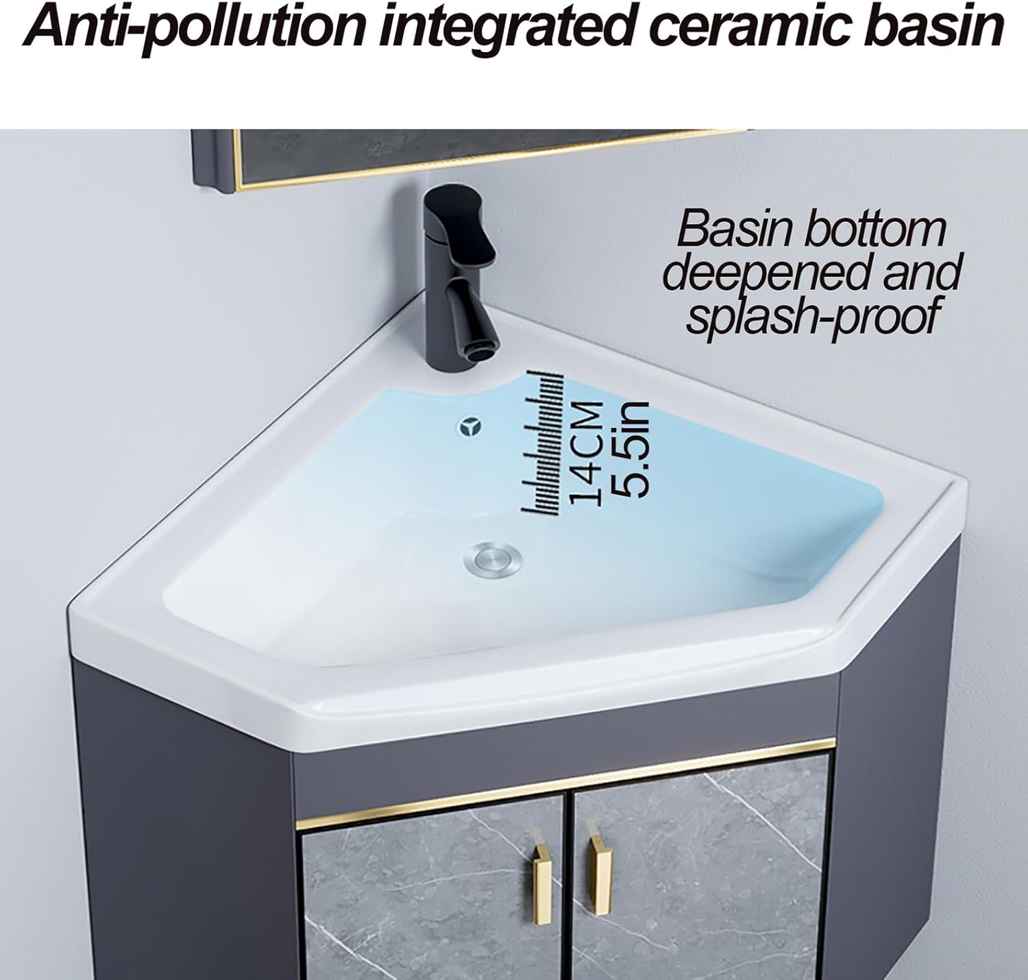 Small Bathroom Vanity Wall Mounted Wall Mount Sink Corner Bathroom Sink with Drainer Unit and Cold and Hot Water Pipe Faucet Bathroom Vanity Bathroom Vanity W/Sink Combo for Small Space. ( Size : 69x5