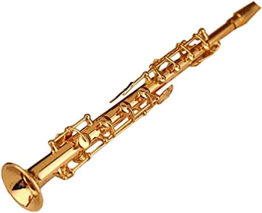 Mini Soprano Saxophone Model Miniature Saxophone Model with Metal Stand for Home Decoration Wind Instrument