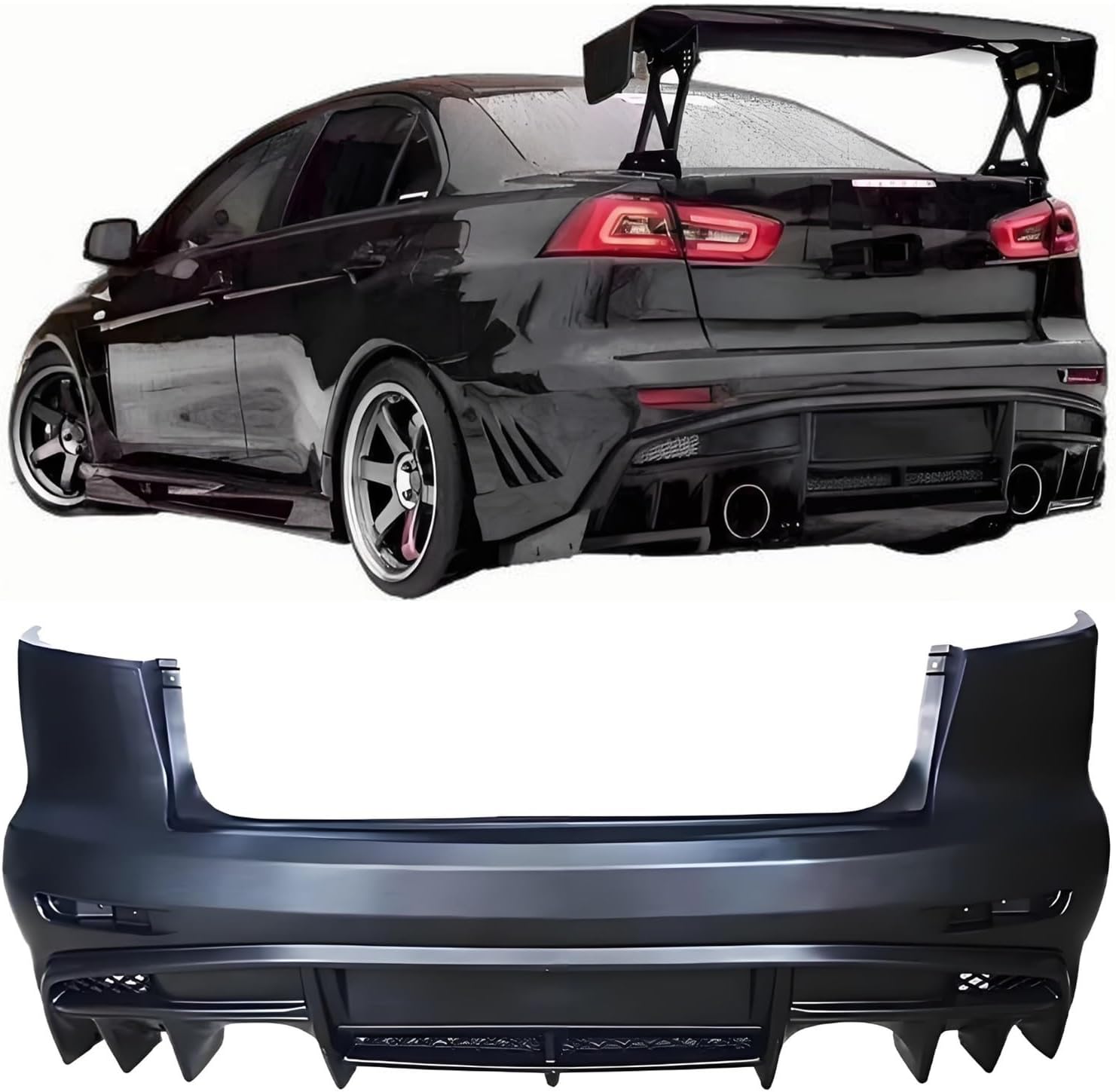 Auto Parts Compatible for Mitsubishi Lancer EVO X 10 2009 2010 2011 2012 2013 2014 2015 Rear Diffuser Bumper For 2008 Lancer PP Plastics Car Exterior Accessory