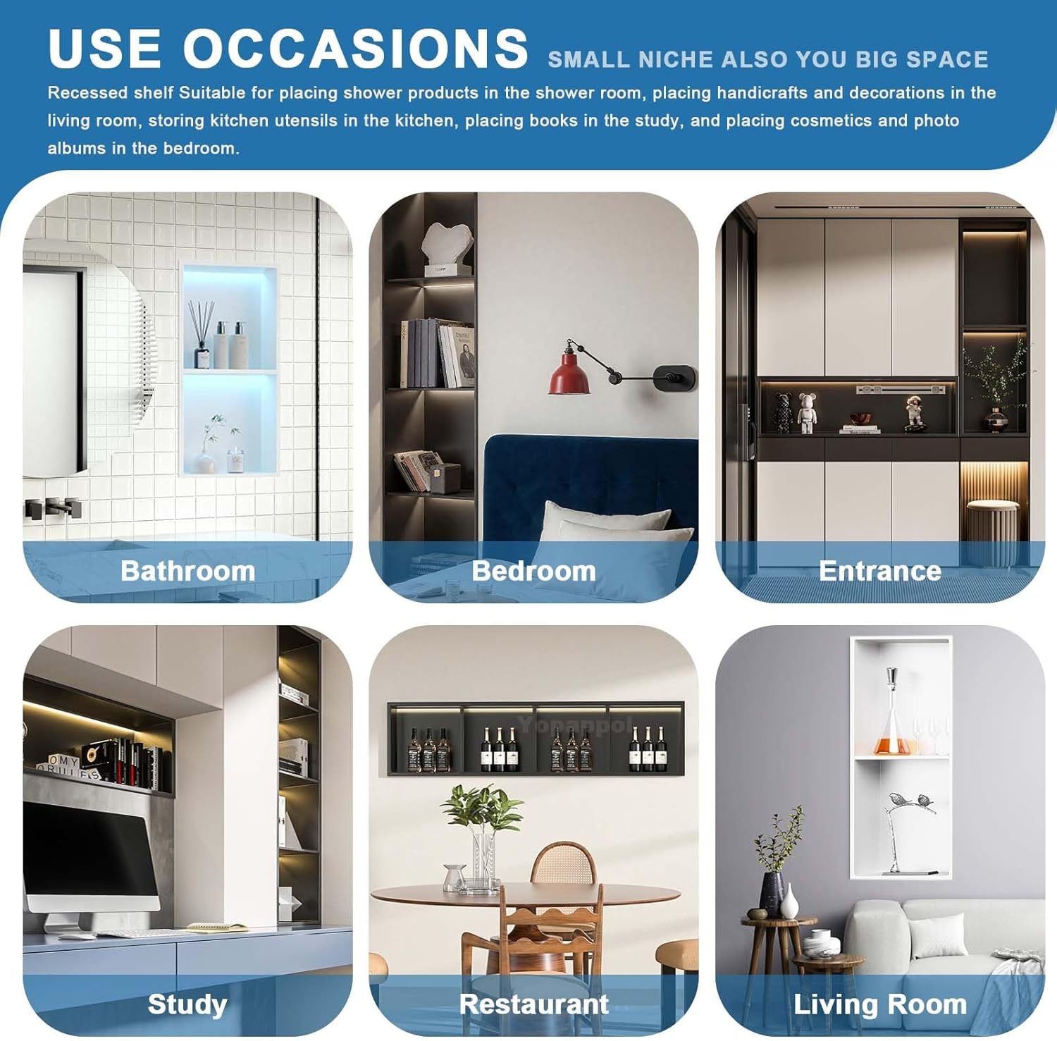 Shower Recessed Shelf 304 Stainless Steel, Waterproof Bathroom Niche Tile Ready Organizer Shelf, Wall Mount Bathroom Shower Storage(90cmx28cmx12.5cm)