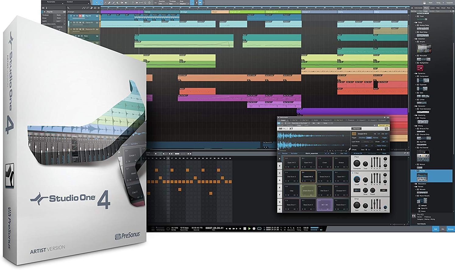 PreSonus Studio 24c 2x2 USB Type-C Audio/MIDI Interface w/Eris 3.5 Pair Studio Monitors and 1/4” Instrument Cables and LyxPro Recording Bundle