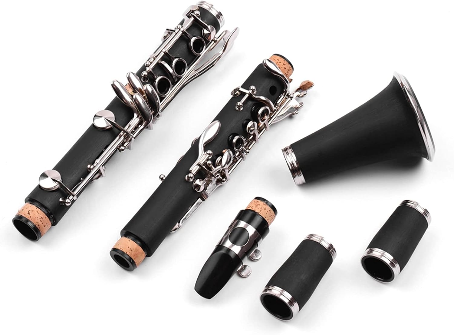 KESHUO Clarinet ABS 17 Key BB Flat Saxophone Binocular Clarinet with Cleaning Cloth Gloves 10 Reeds Screwdriver Case Woodwind Instrument Student Standard Clarinet Set (Color : Blue)