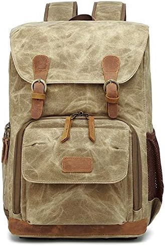 Camera Backpack, DSLR SLR Waterproof Camera Bag, Anti-Theft Photography Backpack with 15 Inch Laptop Compartment, Tripod Holder & Rain Cover, Khaki