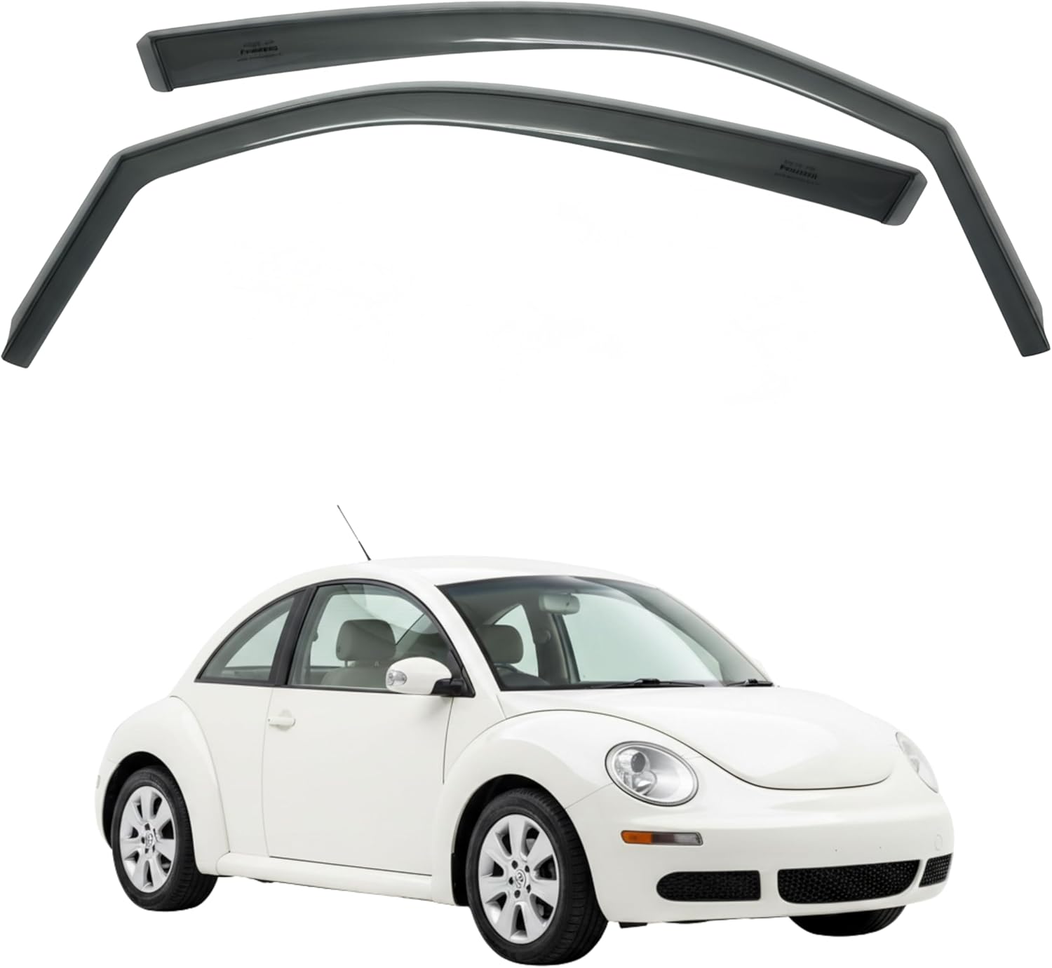 in-Channel Car Window Rain Guard Compatible with VW Beetle fit: :1999-2012 Front 2pcs, Taiwan Made Precise & Transparent Car Wind Deflectors No Water Leakage Visors