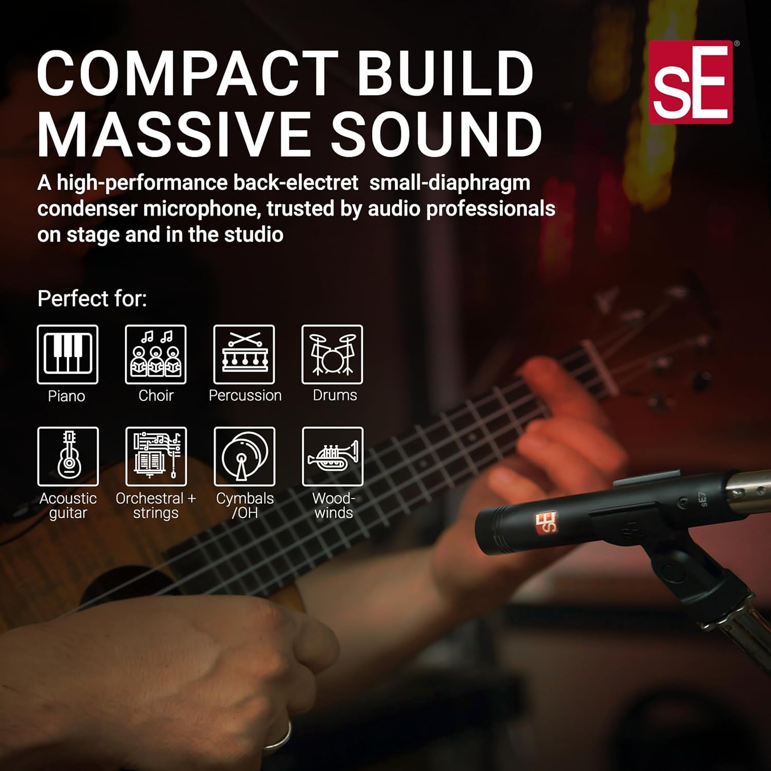 SE ELECTRONICS - sE7 Small Diaphragm Cardioid Condenser Microphone with Clip, Factory Matched Pair