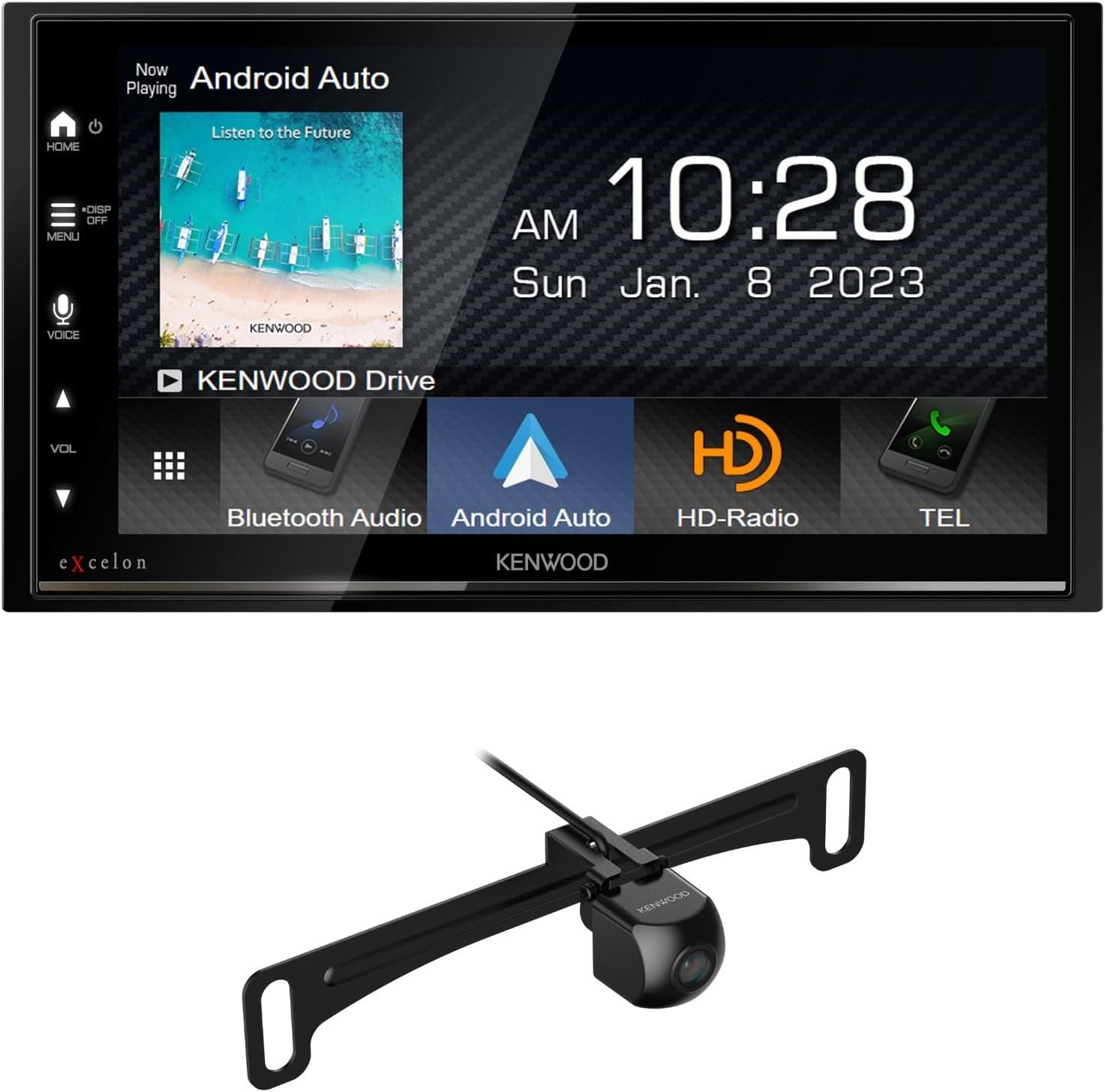 KENWOOD DMX809S eXcelon 6.95-Inch Capacitive Touch Screen, Car Stereo, Wireless and Wired CarPlay and Android Auto, Bluetooth | Plus KENWOOD CMOS-240U Universal Backup Camera