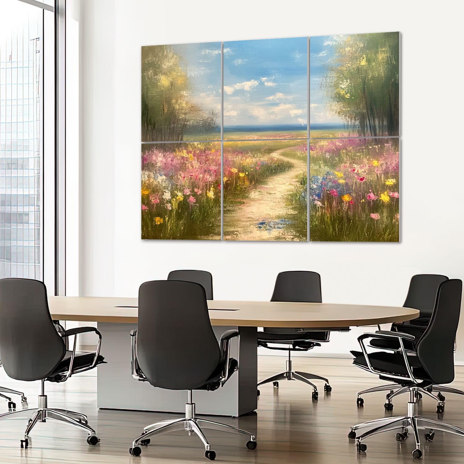 6 Pack Art Acoustic Panels Sound Absorbing Framed Flowers Art Colorful Wildflower Field Nature Spring Landscape Decorative Soundproof Wall Panels Self Adhesive for Recording Studios Office 72