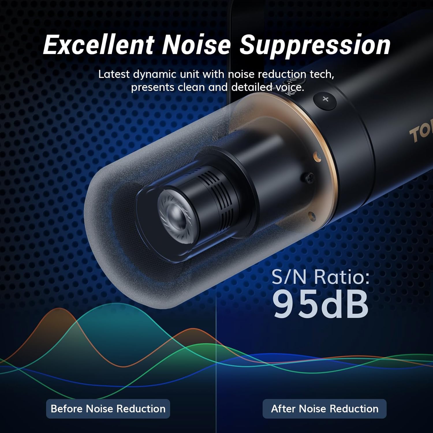 TONOR Dynamic Podcast Microphone, XLR/USB Mic for Podcasting, Recording, Streaming, XLR Cardioid Studio Mic with Quick Mute, 3.5mm Headphone Jack, Volume Control, Microfono with Boom Arm, Black,TD510+