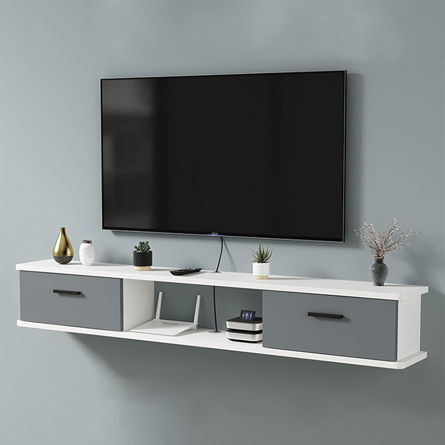 Wall Mounted TV Cabinet Floating Shelf Wall Shelf TV Stand Multimedia Storage Shelf Display Shelf Bedroom Living Room Office Media Room TV Board Wall Mount Corner Shelves Utility Shelve