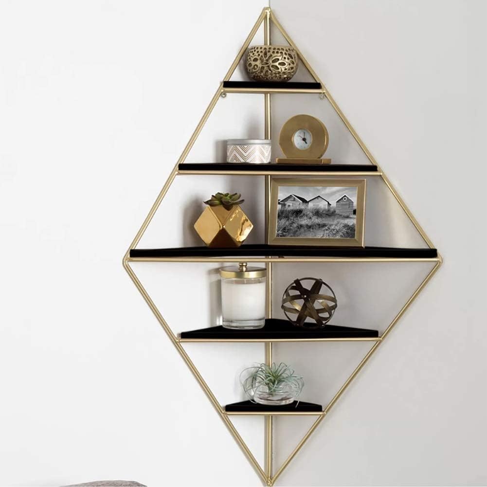 Wall Mounted Floating Shelves Metal Multi-Layer Geometric Wall Mount Wall Shelf Minimalist Corner Storage Rack Ideal for Kitchen Office Bathroom (Color : White)