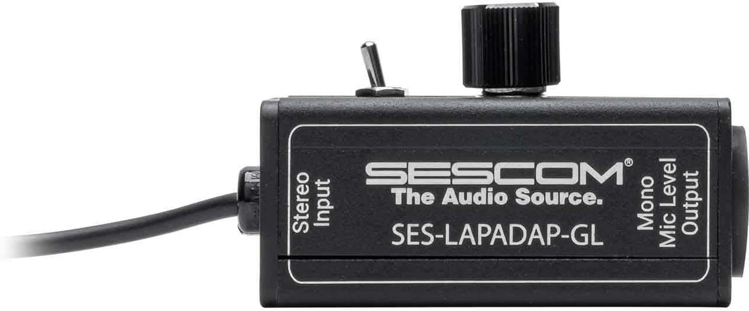 Sescom SES-LAPADAP-GL 3.5mm to 3-Pin XLR Laptop to Mic Level Adapter Interface