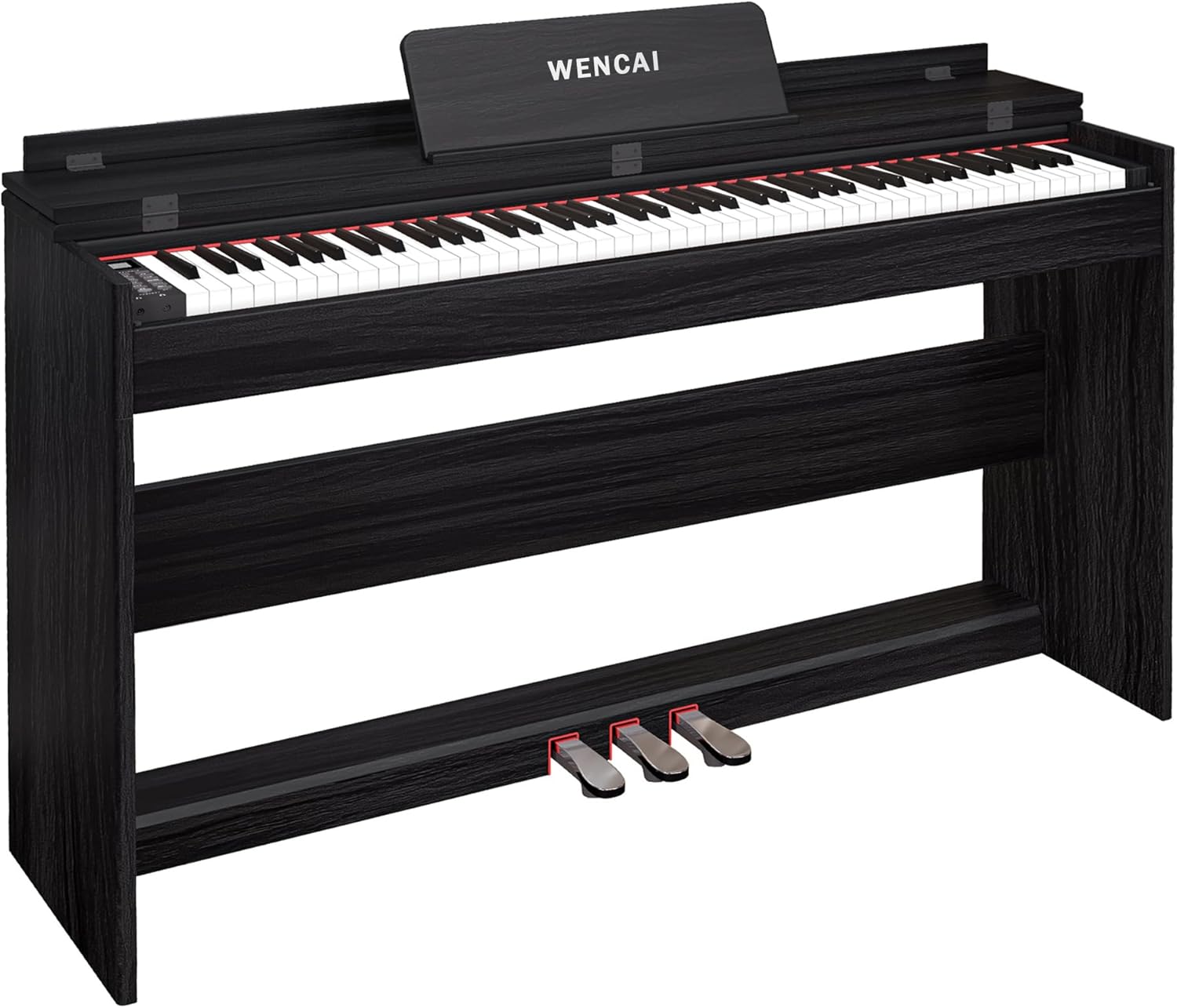 WENCAI 88 Key Fully Weighted Digital Piano Keyboard, 88 Keys Hammer Action Electric Pianos, Wooden Classic Upright Electronic Piano for Beginner, Professional, Midi Compatible, Triple Pedal (Black)