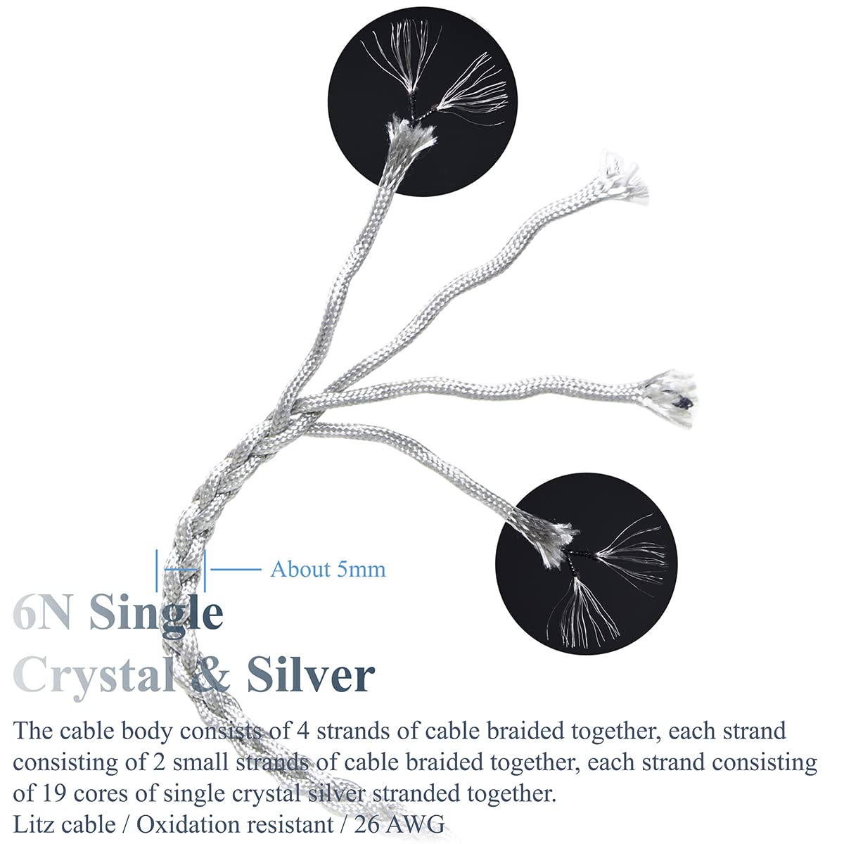 6N Single Crystal Silver Headphone Cable for Audeze LCD-X LCD-GX LCD-XC LCD-2 LCD-3 LCD-5 LCD-MX4 LCD-4Z MM-500 Elite Empyrean GRADO HP100se Signature S750 4Pin Mini XLR Upgrade Cable (4Pin XLR Plug)