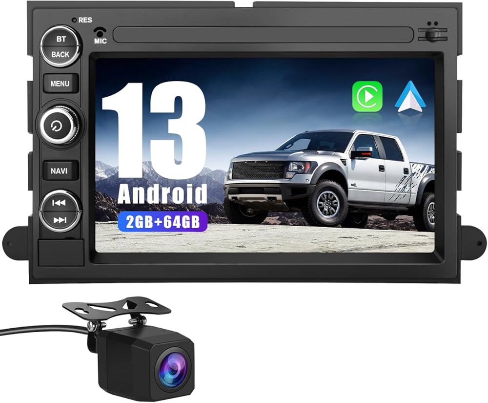 Car Radio Stereo for Ford F150/F250/F350 2004-2014, 7 inch 1080P Touch Screen Car Stereo with Wireless CarPlay Andriod Auto, Bluetooth, GPS, HiFi, SWC, WiFi, HD Backup Camera 2GB RAM+64GB ROM