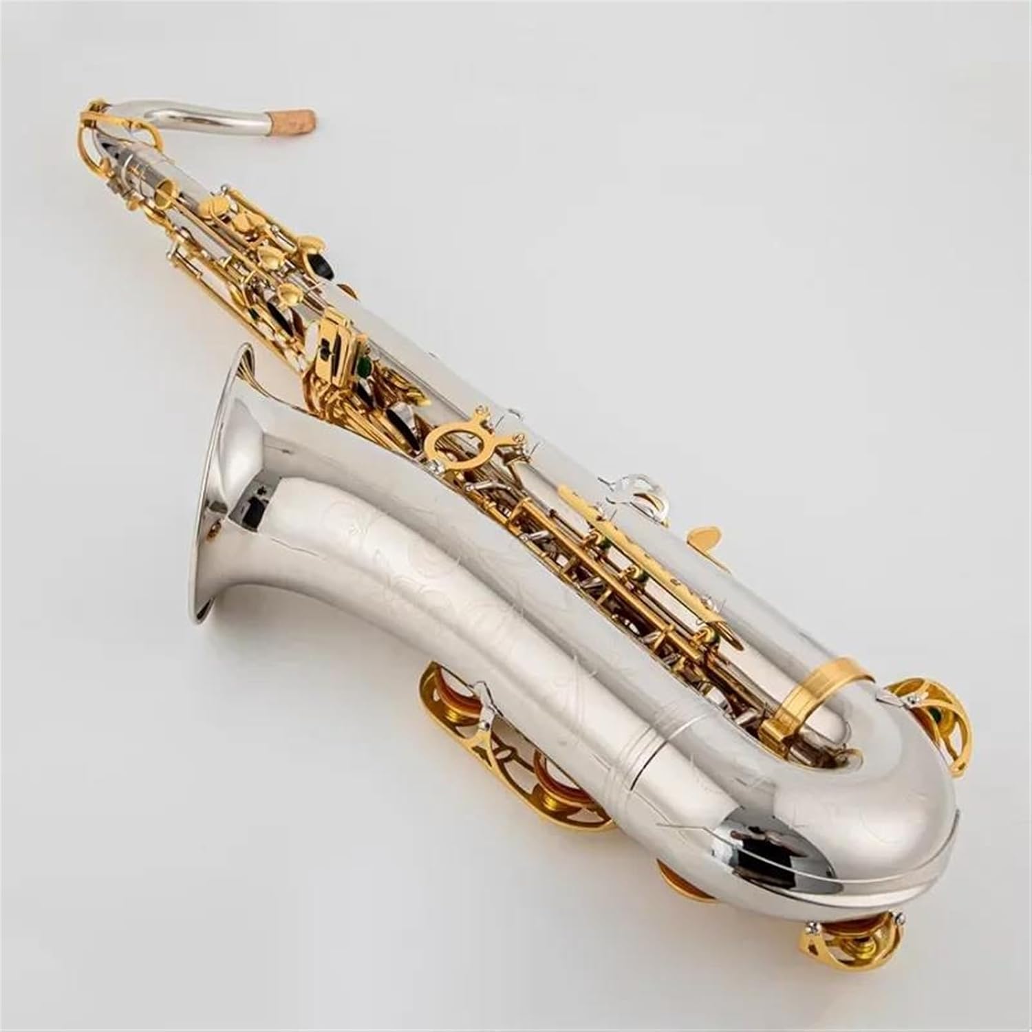 Woodwind Instruments Tenor Saxophone Bb Tone Nickel Plated Tube Gold Key Sax With Case Mouthpiece Gloves