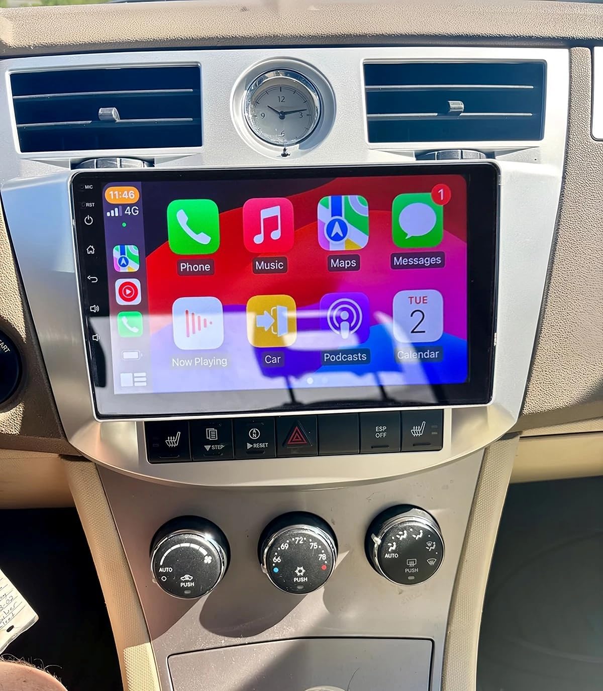 Double Din Car Stereo for 2008 Chrysler 300C 10-inch Touch Screen with Wireless CarPlay & Android Auto Support Bluetooth, GPS Navigator, Backup Camera, Mirror Link, SWC, FM Car Radio Receiver 4G+64G