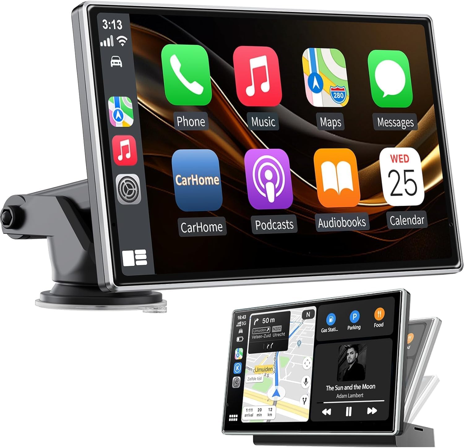 7'' Carplay Screen for Car, Portable Wireless Carplay & Android Auto Car Play Screen for Cars, Trucks, SUVs