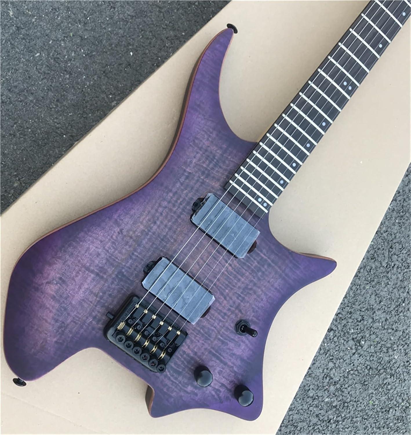 Beginner Electric Guitar Kits Acacia Purple Headless Solid Wood Electric Guitar Closed Pickup