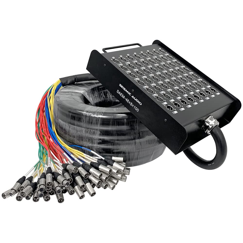 Seismic Audio SAEM-48x8x100-48 Channel XLR Color Coded Snake Cable - 100 Feet - 48 Sends with 8 XLR Returns