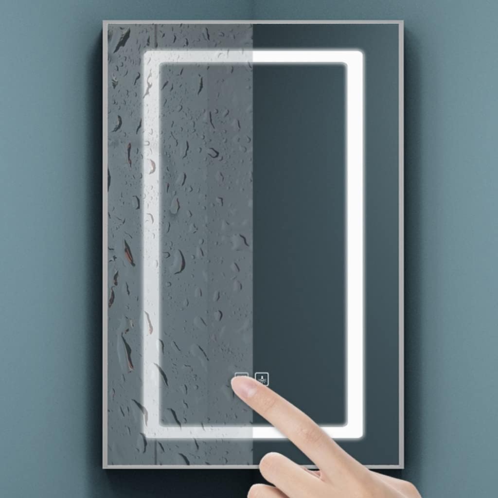 Corner Wall Mount Medicine Cabinet,LED Aluminum Bathroom Cabinet, Mirror with 3 Tier Storage Shelves, for Cosmetics, toiletries,Defogger (Size : 40 * 60cm)