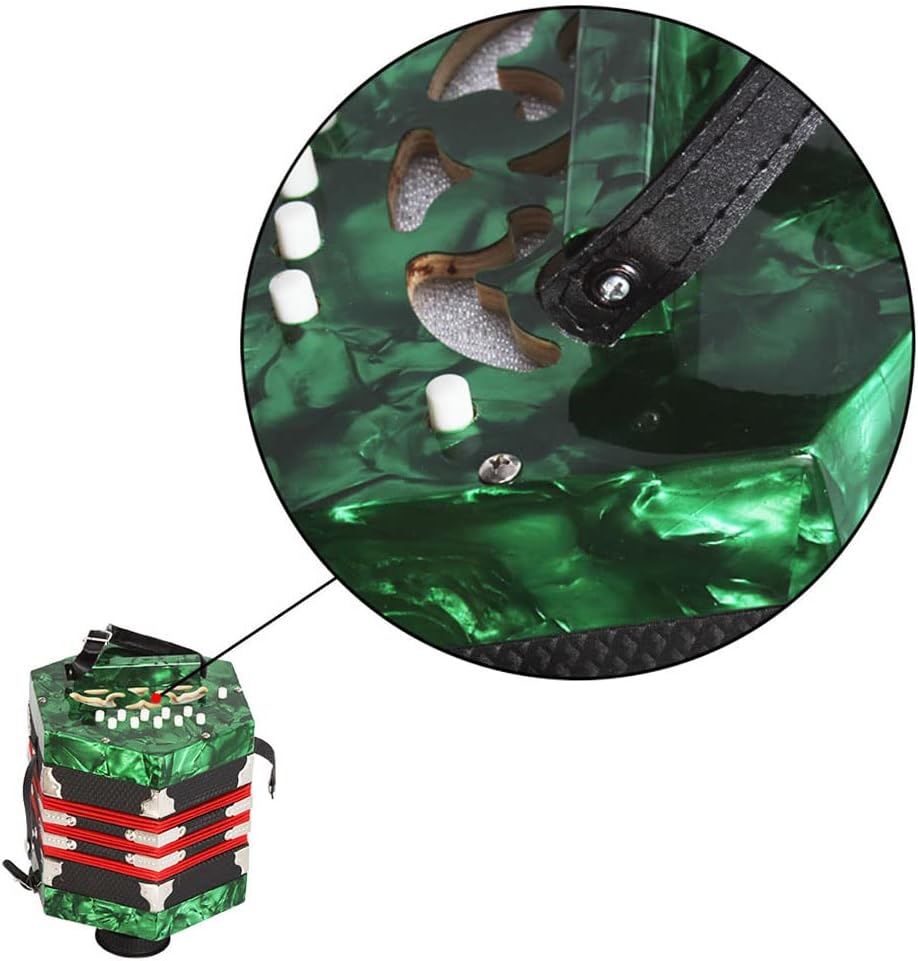 Concertina Accordion Acordeon Acordion Accordion Instrument Anglo-style concertina 20-Button 40-Reed Anglo Style with Carrying Bag Red Pine (Green)
