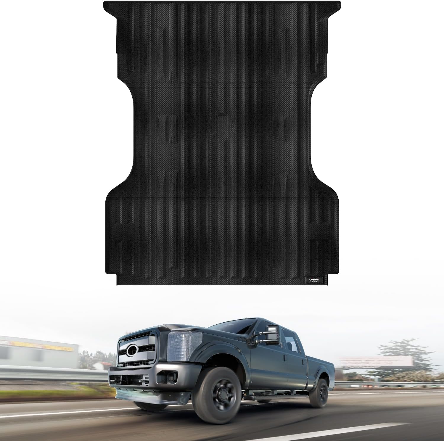LASFIT Truck Bed Mat for 2009-2016 Ford F250 F350 F450 6.75ft Super Duty 81.9'' Bed Liner(Not fit with Drop-in Bed Liner), TPE 100% All Weather Car Bed Mat for F-250 F-350 F-450,1PCS Black