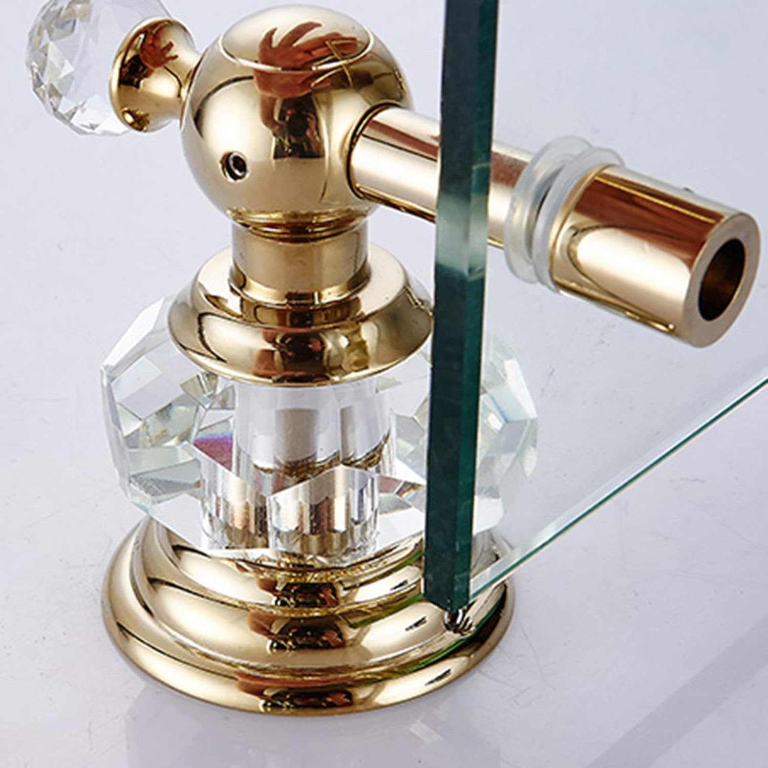 XXIOJUN Tempered Glass Shelf, Bathroom Shelves Wall Mounted Punch Installation Load 10kg with Towel Bar for Dressing Table, Bathroom, Shower Room, 3 Colors (Color : Rose Gold, Size : 57x12cm)