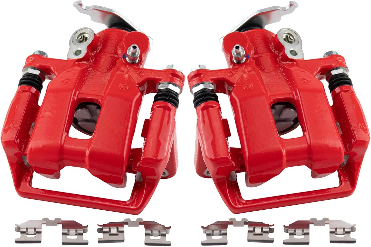 TRQ Rear Brake Caliper Set Painted Red Brackets Compatible with 2009-2014 Acura TSX 2008-2012 Honda Accord