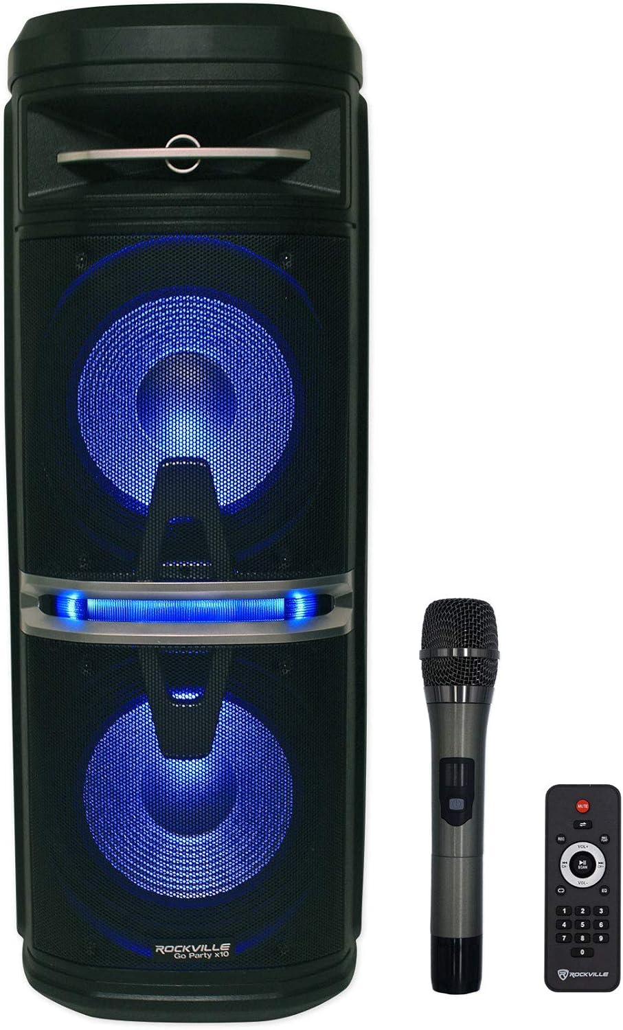 Rockville Karaoke System Bundle: Go Party X10 Dual 10