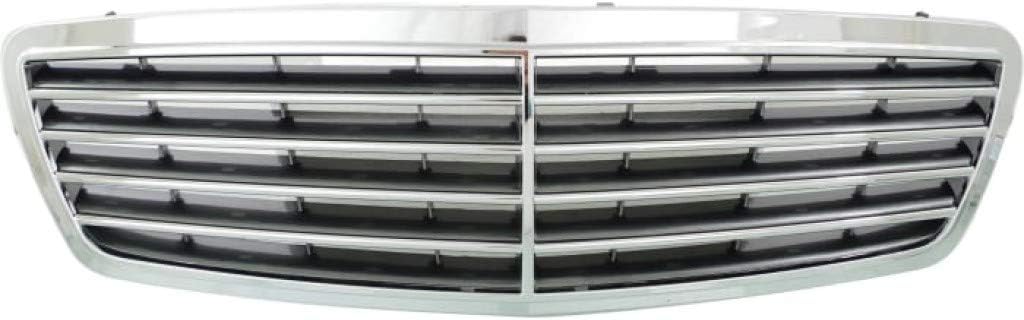 For Mercedes-Benz S430 / S500 / S55 AMG / S600 Grille Assembly 2003 04 05 2006 | Chrome Shell/Painted Gray Insert | Plastic | MB1200125 | 22088005837712