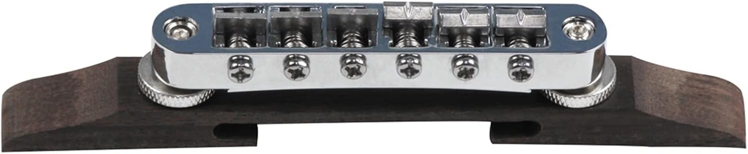 Tune-O-Matic Guitar Bridge & Rosewood Base for 6 Strings Bass Guitar, Chrome/Black Electric Guitar Bridge